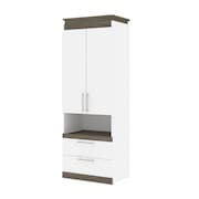BESTAR Orion 30W Storage Cabinet with Pull-Out Shelf, White & Walnut Grey 116164-000017